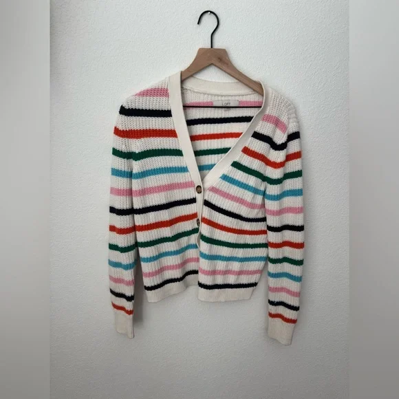 LOFT Stripe Ribbed V-Neck Cardigan
Sweater Large - Picture 4 of 7